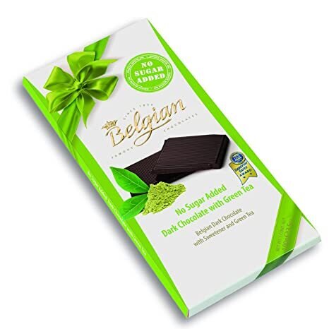 Belgian Green Tea (No Added Sugar) Chocolate Bar - 100G | No-Melt packing