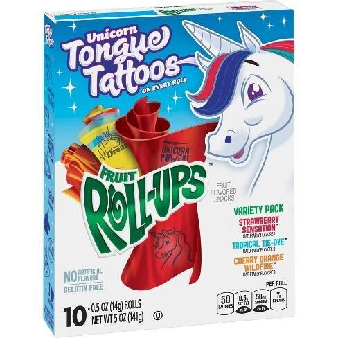 Unicorn Fruit Roll-Ups Tongue Tattoos 141g
