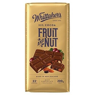 Whittaker&#39;s 33% Fruit And Nut Chocolate 200G