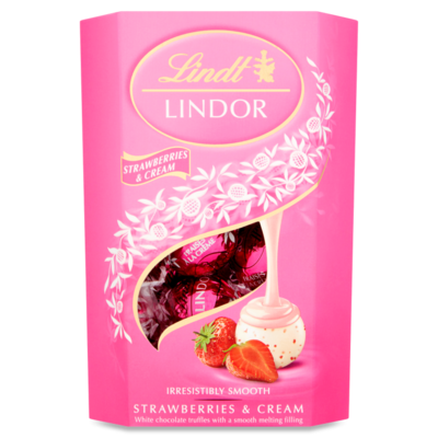 Lindt LINDOR Strawberry &amp; Cream Truffles (200g) - Imported Swiss Chocolate
