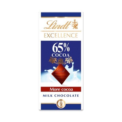 Lindt Excellence 65% Cocoa Milk Chocolate Bar - 100G