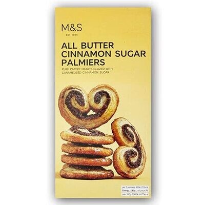 M&amp;S All Butter Cinnamon Sugar Palmiers Puff Pastry - 100g