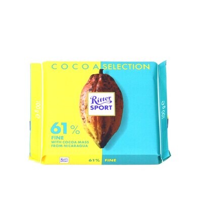 Ritter Sport Dark Chocolate Bar (61%, 100g) - Rich &amp; Intense German Chocolate (Imported)