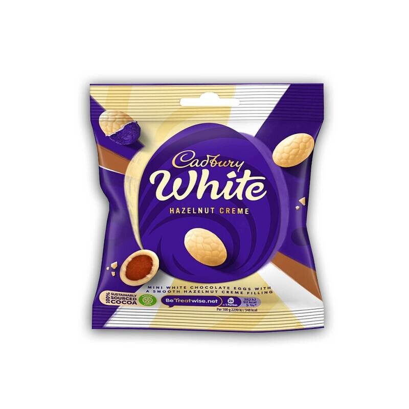 Cadbury White Hazelnut Creme Mini White Chocolate Eggs With Smooth Hazelnut Creme Filling 75g | Easter Special Chocolate