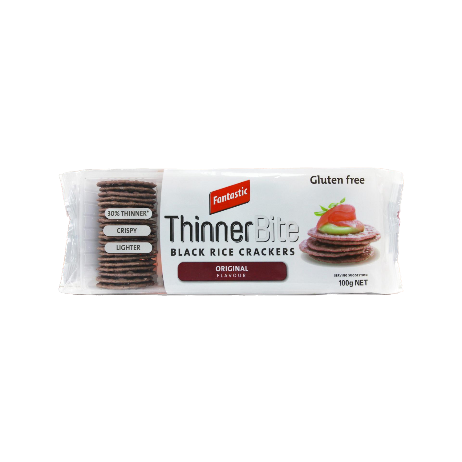 Fantastic Thinner Bite Original - Black Rice Crackers, Crispy, Lighter, Gluten Free, 100 g | Imported 