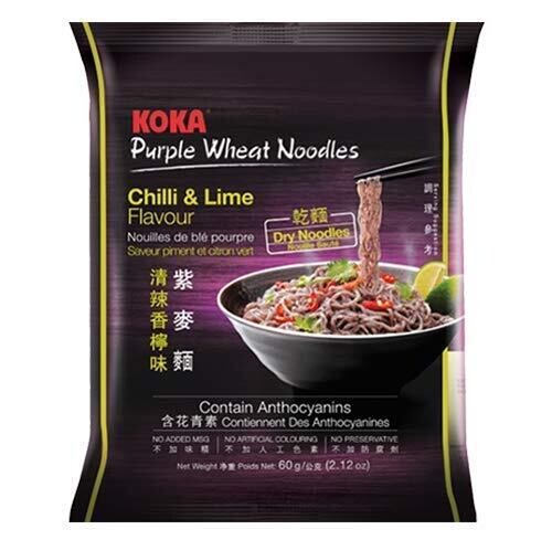 Koka Chilli &amp; Lime Purple Wheat Noodles 60G | Vegetarian | Imported 