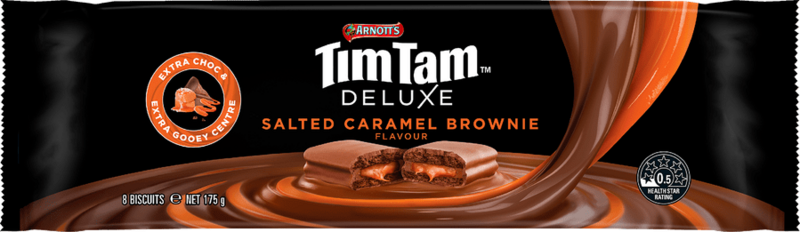 Arnott&#39;s Australia Tim Tam Deluxe Chocolate Biscuits Salted Caramel Brownie 175g | Imported