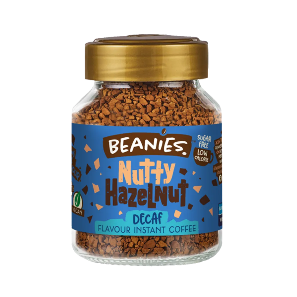 Beanies Decaf Nutty Hazelnut Flavored Coffee (50g) | Guilt-Free Hazelnut Delight (Imported UK)