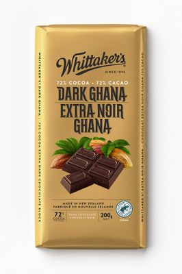 Whittaker&#39;s 72% Cocoa Dark Ghana Chocolate (200g) - Imported from New Zealand