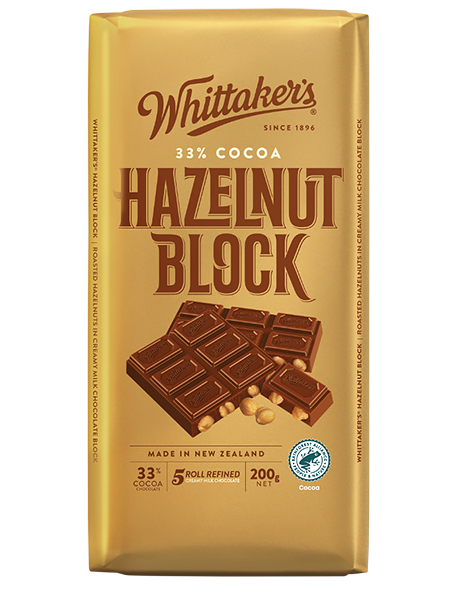 Whittaker&#39;s 33% Cocoa Hazelnut Block 200g