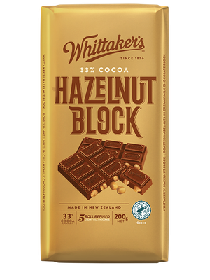 Whittaker&#39;s 33% Cocoa Hazelnut Block 200g