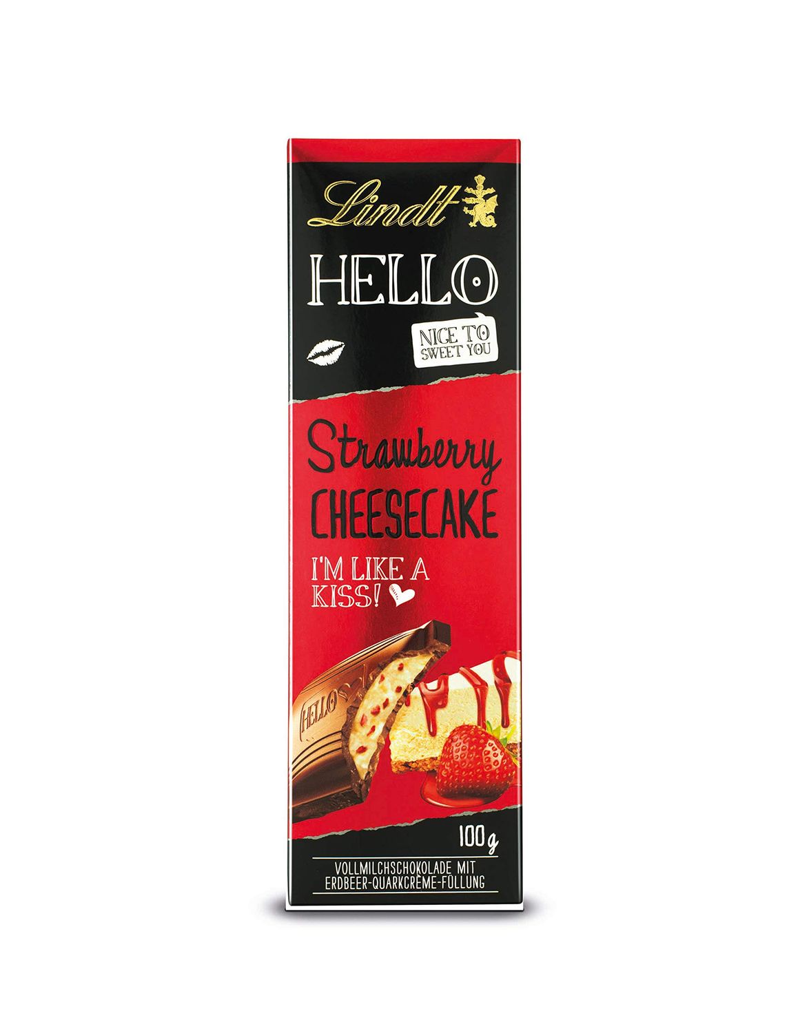 Lindt Hello Strawberry Cheesecake Milk Chocolate Bar (100g) - Imported