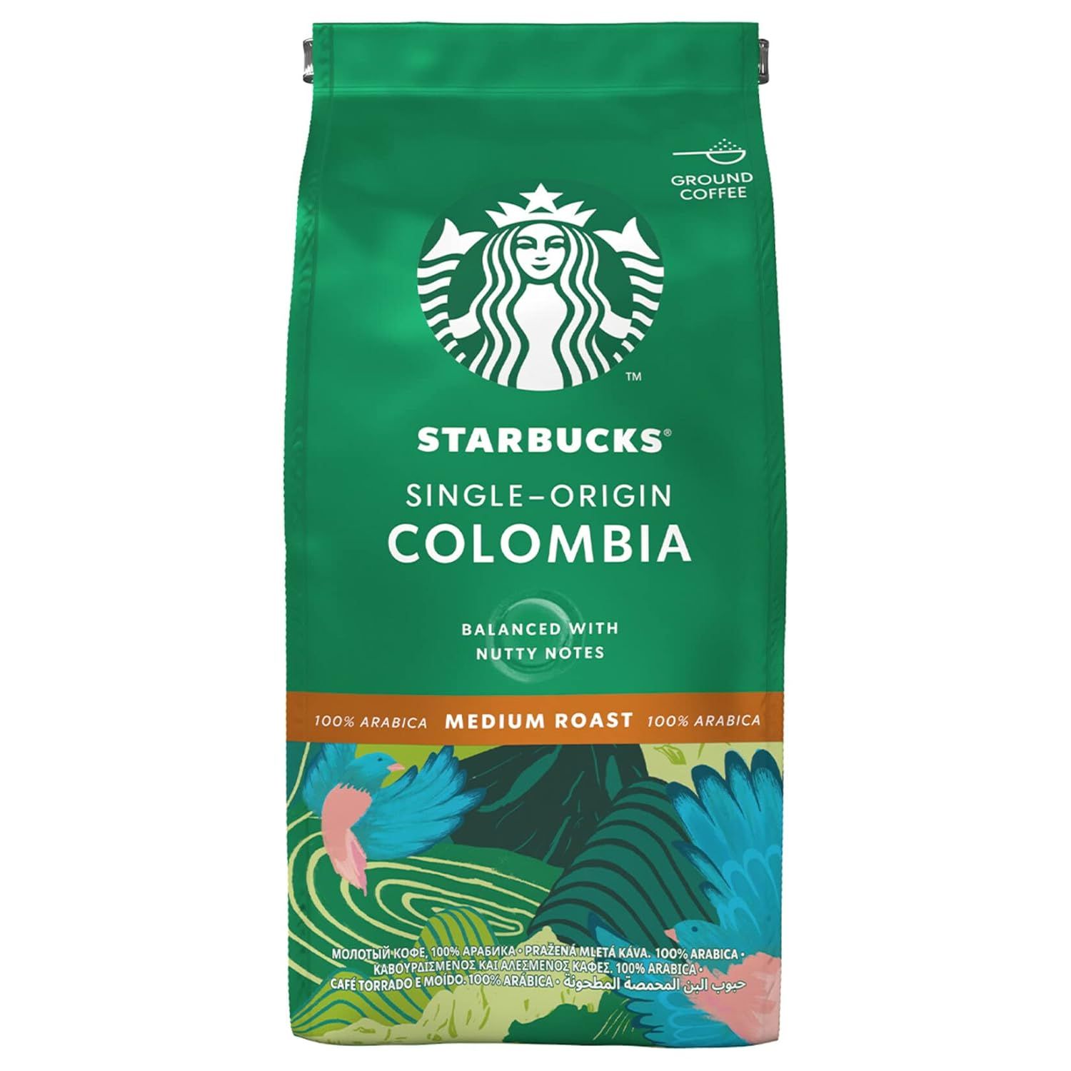 Starbucks Colombia Medium Roast Ground Coffee Packet, 200g, Imported