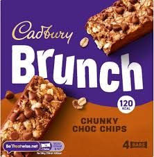 Imported Cadbury Brunch Choc Chip Bars 112g