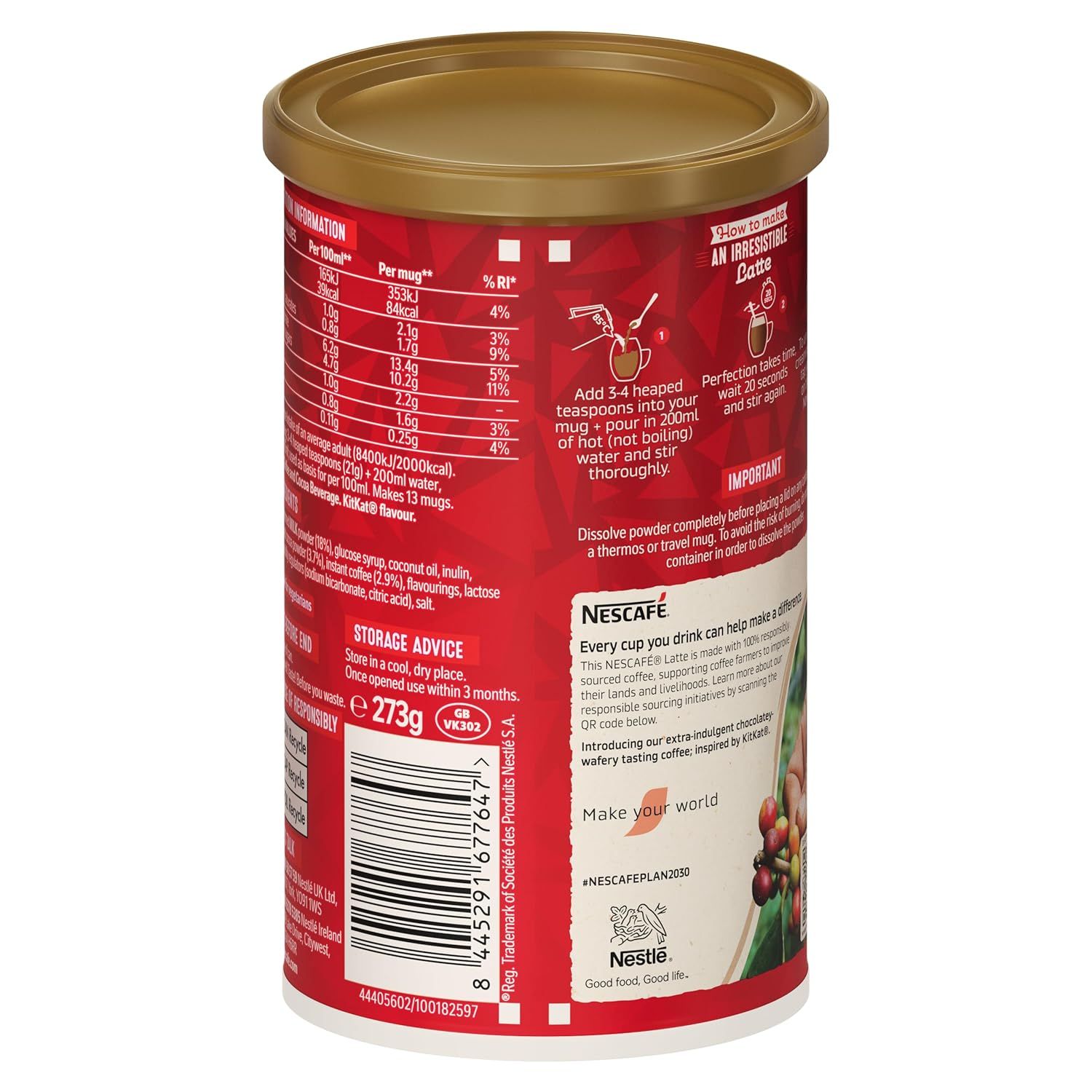 Imported Nescafe KitKat Latte Chocolate 273g