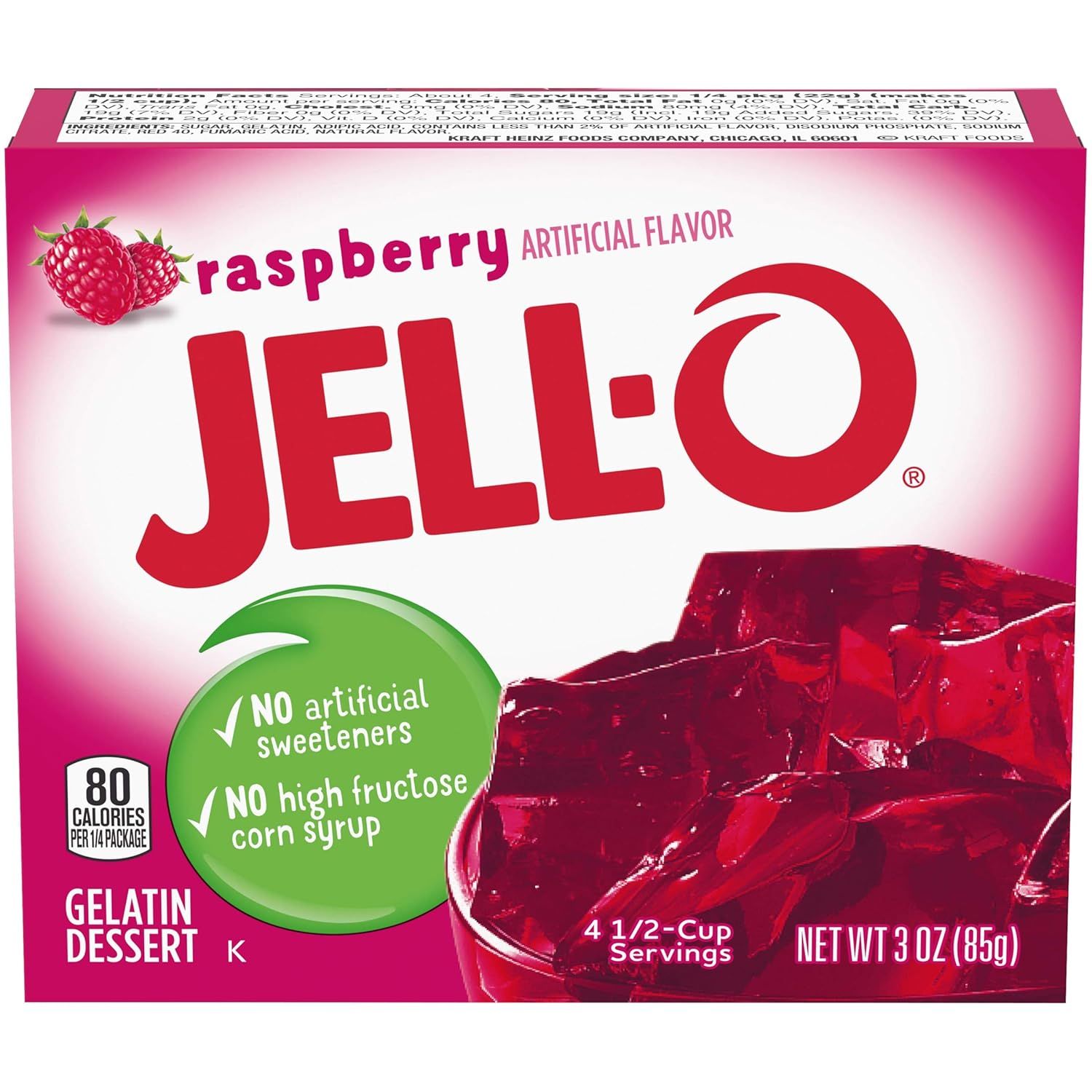 Imported Jell-O Raspberry Dessert Mix 85g