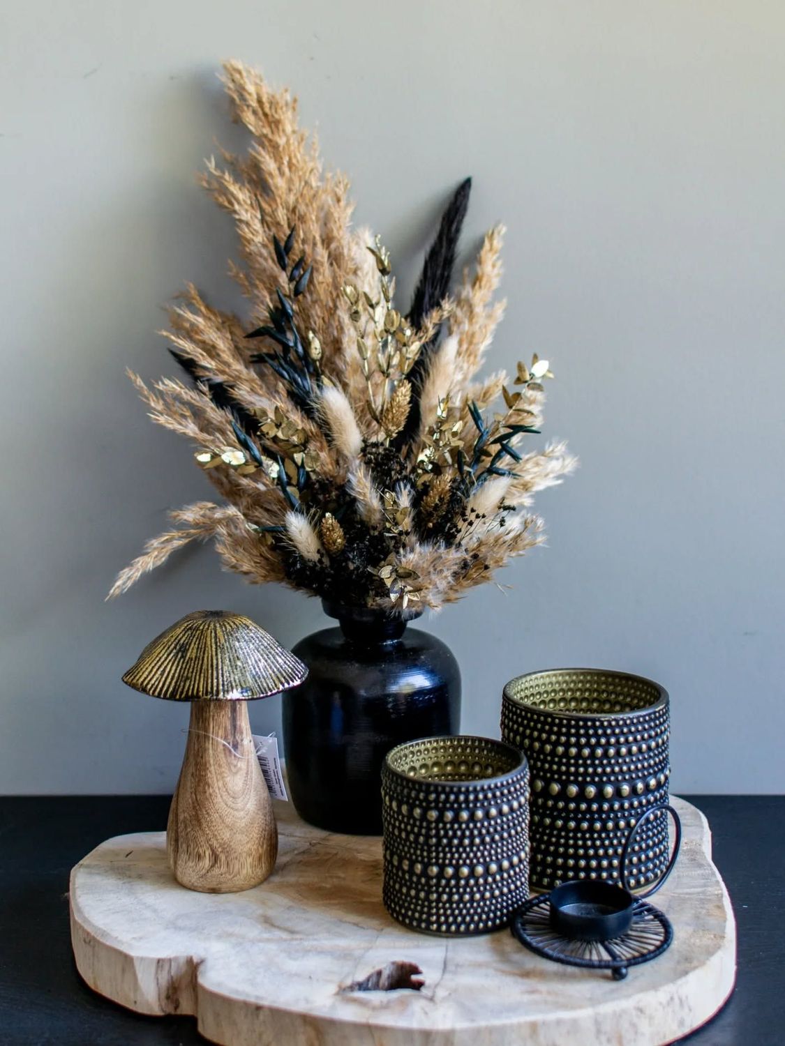 Set zwart/goud/paddenstoel