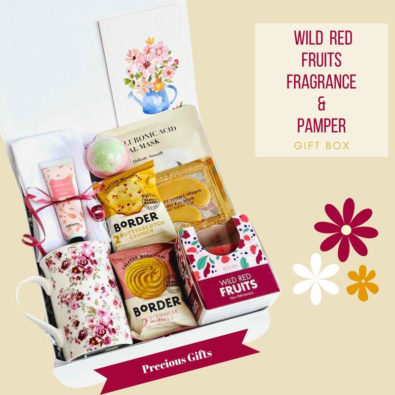 Wild Red Fruits Fragrance and Pamper Gift Box and Card/Gifts for women/Birthday Gift/Get Well/Thank You Gift