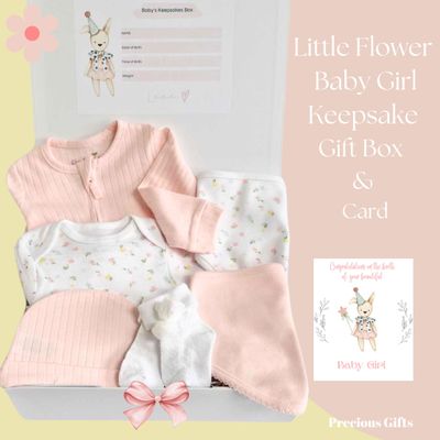 Baby Girl Little Flower Keepsake Gift Box and Card/ Newborn Gift/ Baby Girl Gift/Baby Gifts Ireland