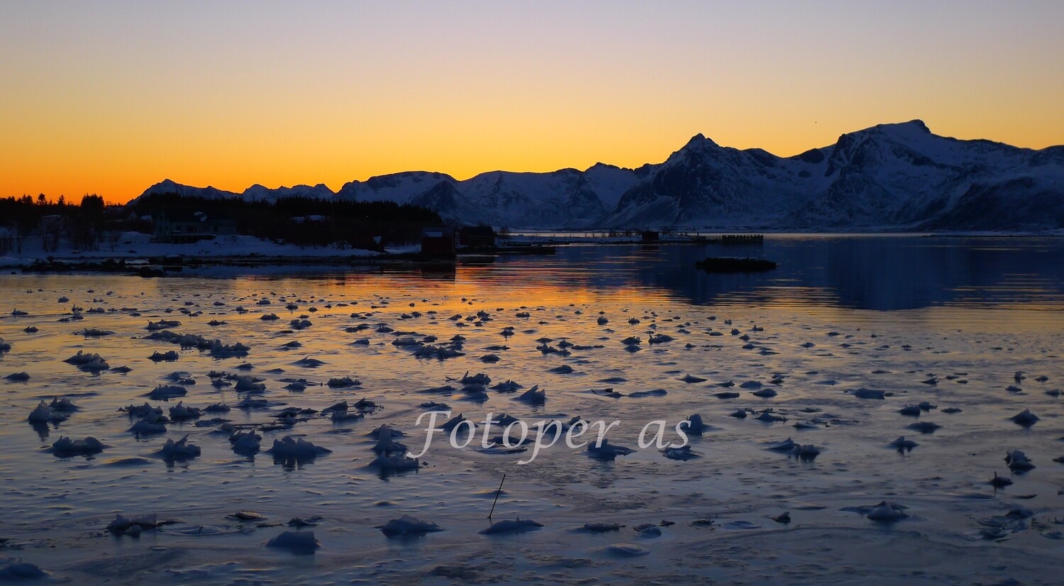 Lofoten, solnedgang, vinter