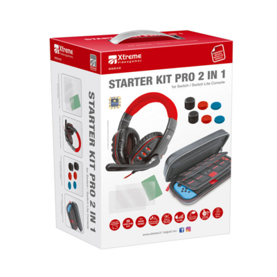 Starter Kit Pro 2 in 1 per Switch/ Switch lite (cuffia+pellicola schermo+thumb+borsa)