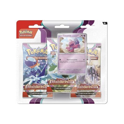 Pokemon - Blister 3 bustine + 1 Card "Scarlatto e Violetto - Evoluzione Paldea" - TINKATINK