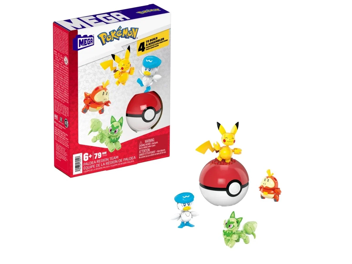 Mattel mega pokemon pokeball personaggi paldea da costruire con 79 mattoncini