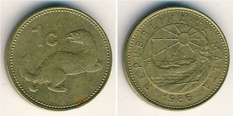 1c Old Coin Malta/1986