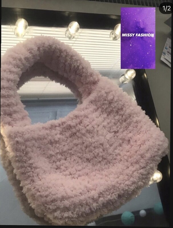 pink fluffy handbag