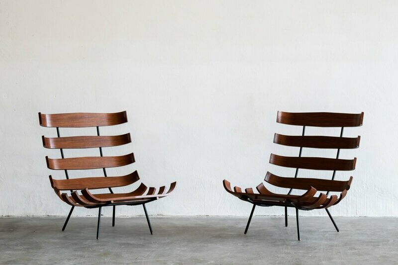 Carlo Hauner and Martin Eisler Set of Two Armchairs Costela Forma 1950