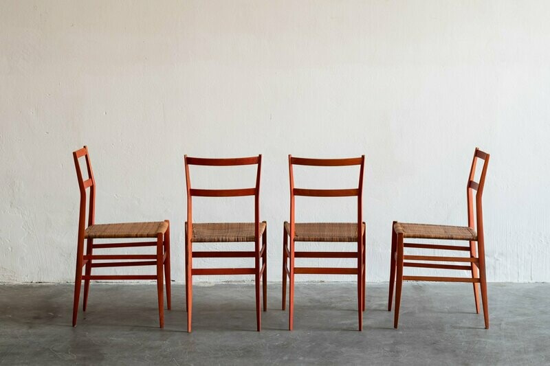 Gio Ponti Set of Four Chairs Superleggera Cassina 1957