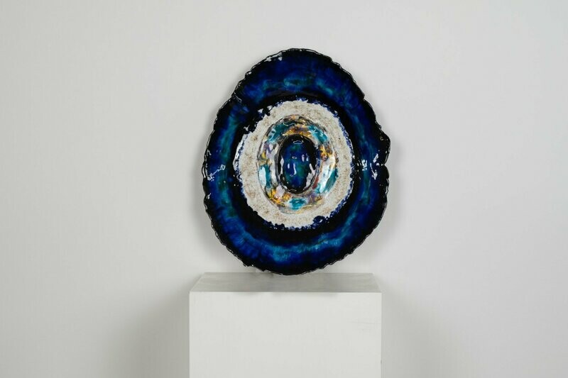 Decorative Plate in Polychromed Ceramic