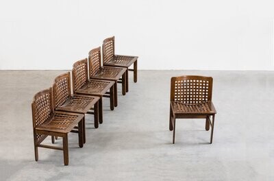 Afra & Tobia Scarpa Set of Six Wooden Chairs 1960