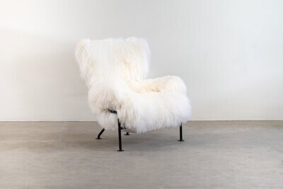 Franco Albini PL19 or Tre Pezzi Armchair in Mongolian Wool White Poggi
