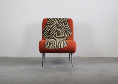 Orange Armchair with Zebra Print by Moroso 1990s