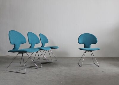 Vittorio Introini Set of Four Longobarda Chairs by Saporiti 1960s Italy