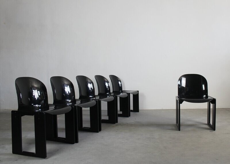 Afra & Tobia Scarpa Set of Six Dialogo Chairs in Oak and Fiberglass for B&B 70s