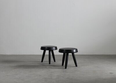 Charlotte Perriand (In the style of) Set of Two Black Stools in Wood 1950s