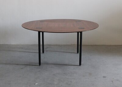 Ettore Sottsass Round Dining Table in Wood and Metal by Poltronova Italy 1950s