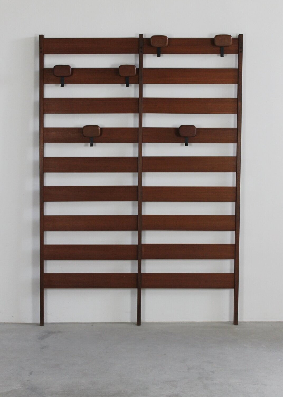 Rectangular Wall Coat Rack in Walnut Wood by Poltronova 1960s Italy