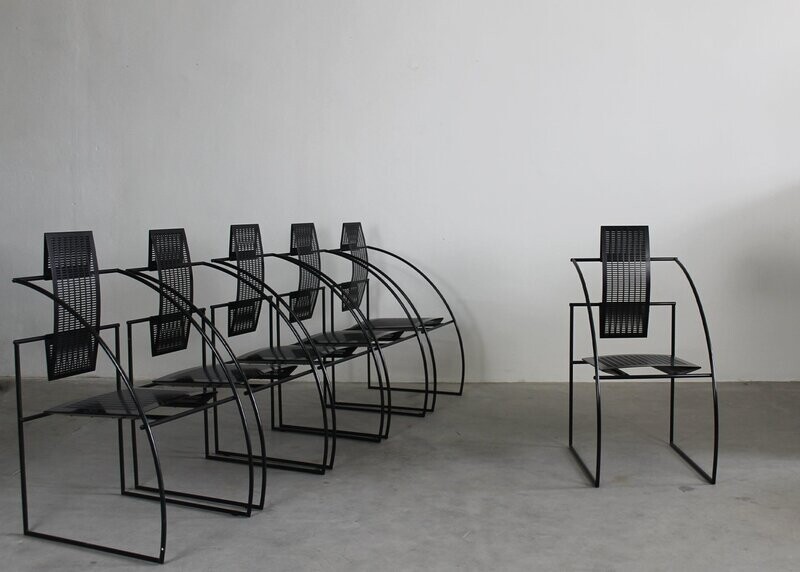 Mario Botta Set of Six La Quinta Chairs in Steel and Metal by Alias, 1985, Italy