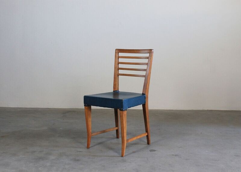 Gio Ponti Chair for Banca Nazionale del Lavoro in Beech and Skai 1940s Italy