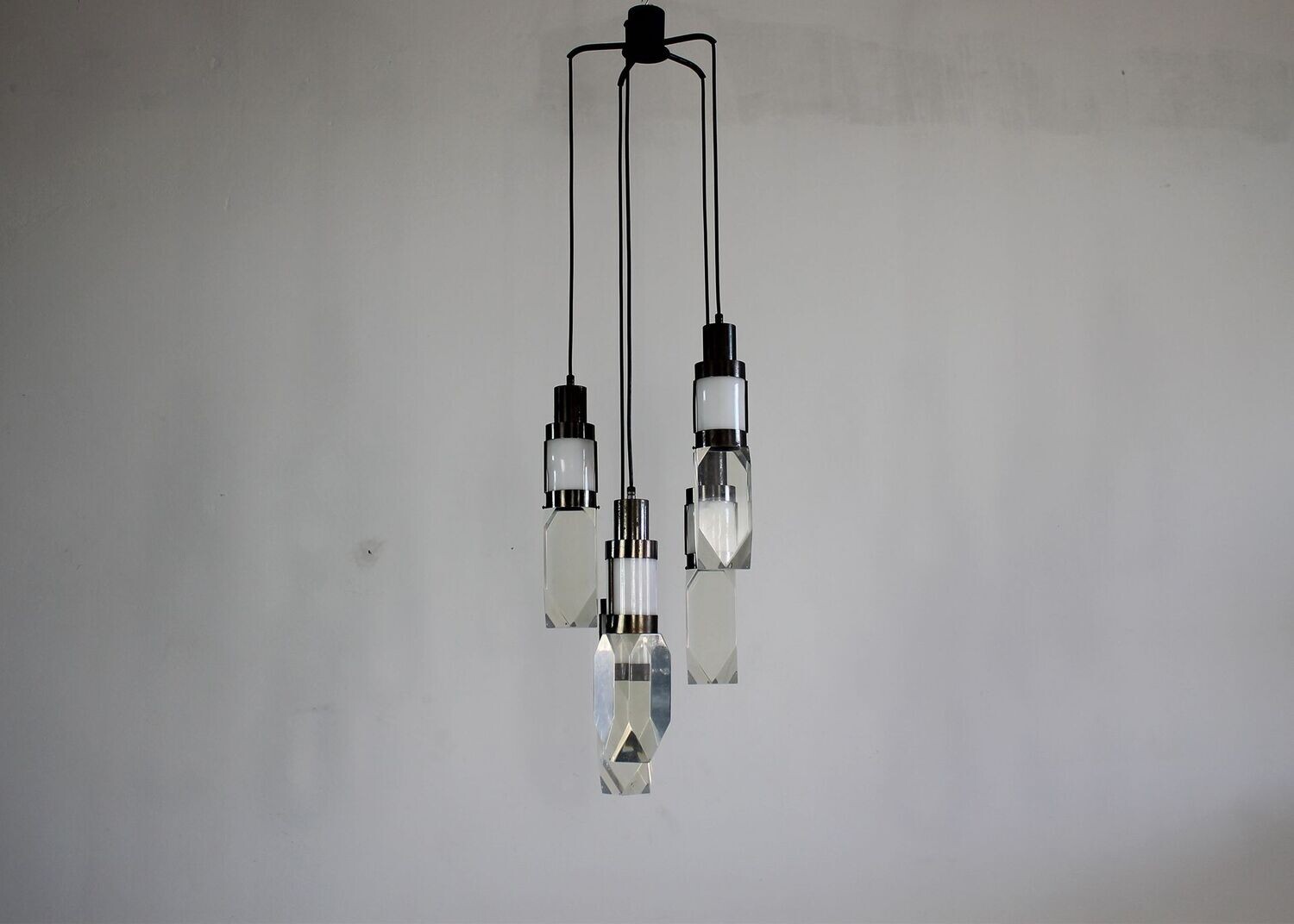 Gaetano Missaglia Ceiling Lamp with Lampshade in Metal and Perspex 1970s