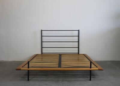 Paolo Pallucco Acquariano Bed Structure in Beech and Metal by Pallucco 1980s