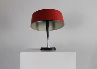 Oscar Torlasco Table Lamp in Lacquered Chromed Metal Italian Manufacture 1950s
