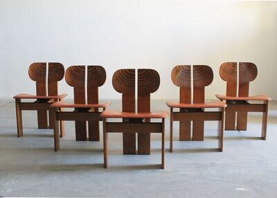 Tobia & Afra Scarpa Set of Five Africa Chairs by Maxalto Artona 1970s Italy
