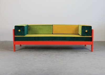 Ettore Sottsass Califfo Sofa in Wood and Velvet by Poltronova 1960s Italy