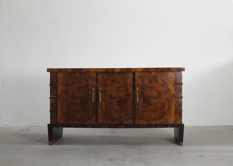 Emilio Lancia Sideboard in Walnut and Ebony Italian Manufacture 1930s