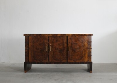 Emilio Lancia Sideboard in Walnut and Ebony Italian Manufacture 1930s