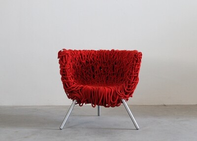 Fernando & Humberto Campana Vermelha Armchair in Red Rope and Steel by Edra 2000